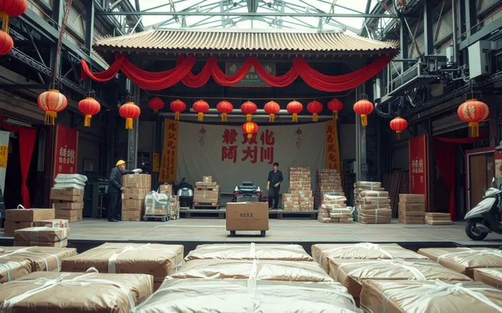 社区文化活动案例现场，展示舞台布置和节日氛围