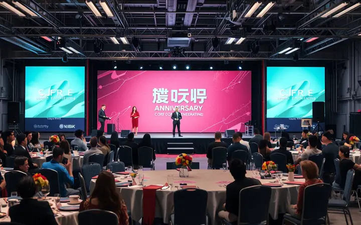 企业十周年庆典现场舞台与观众席