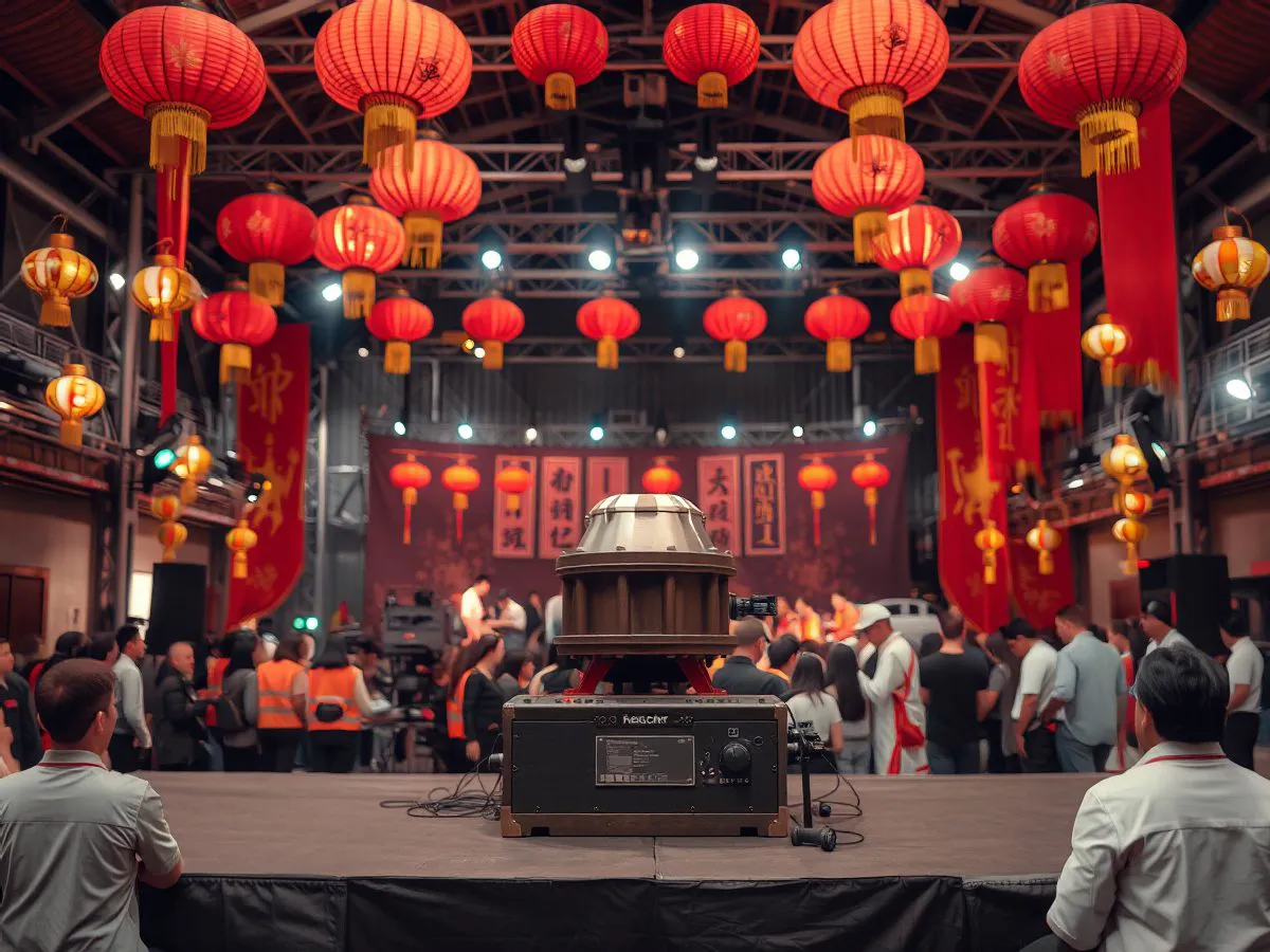 中秋国庆双节庆典活动现场，舞台与观众场景