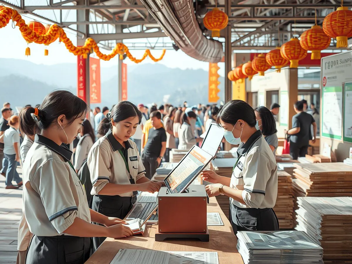 国庆黄金周景区游客接待服务场景